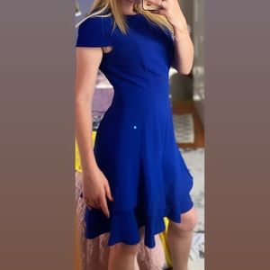 Eliza J Stretch Ruffle Crepe Sheath Minidress. Size 6